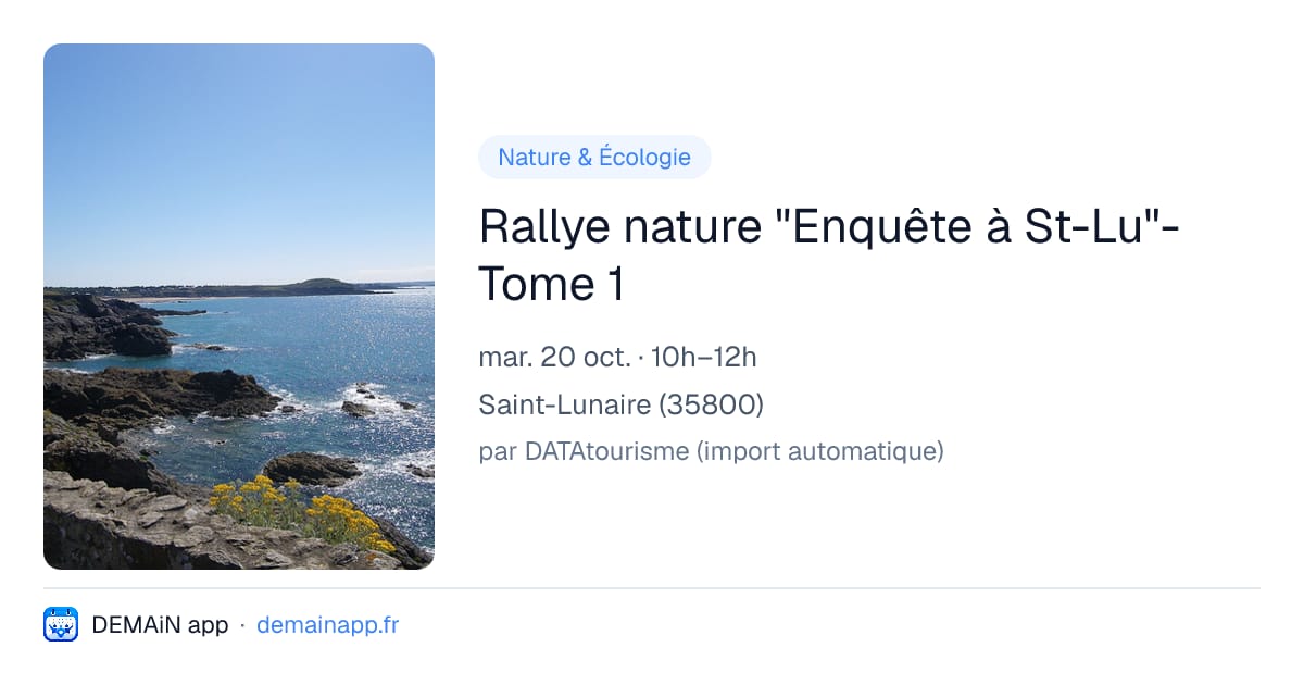 Rallye nature "Enquête à St-Lu"- Tome 1 — Saint-Lunaire