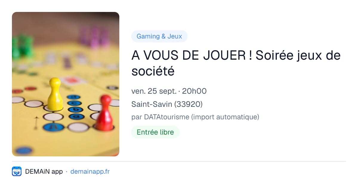 A VOUS DE JOUER ! Soirée jeux de société — Saint-Savin