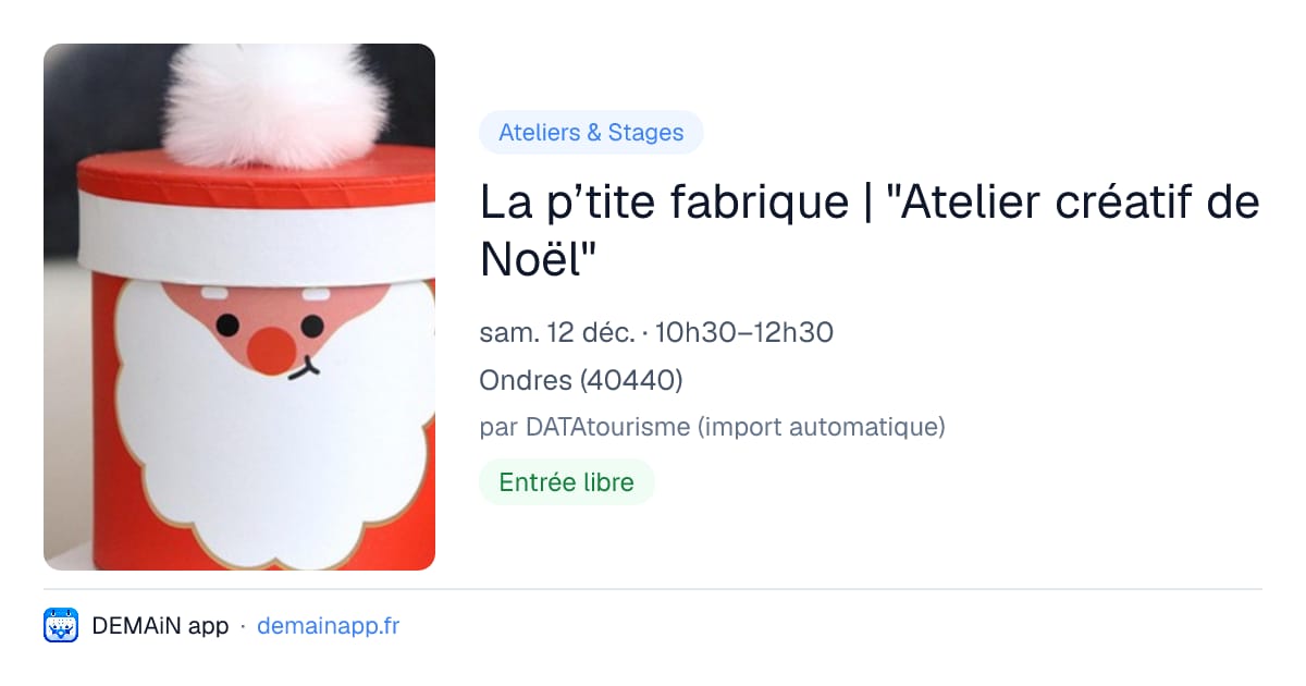 La p’tite fabrique | "Atelier créatif de Noël" — Ondres