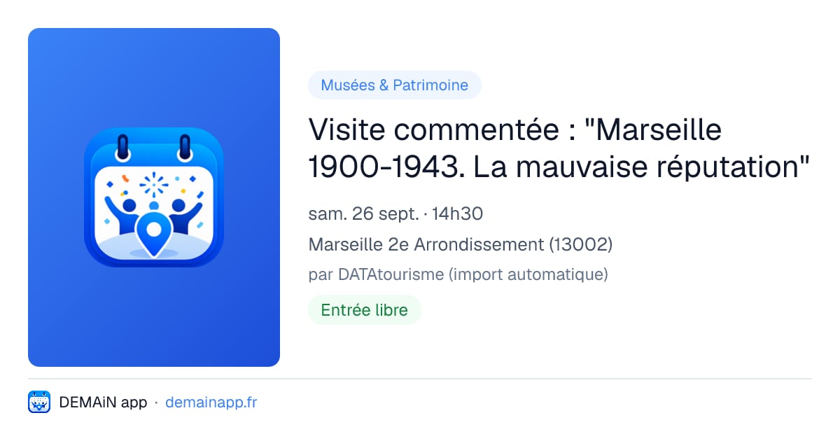 Visite commentée : "Marseille 1900-1943. La mauvaise réputation" — Marseille 2e Arrondissement