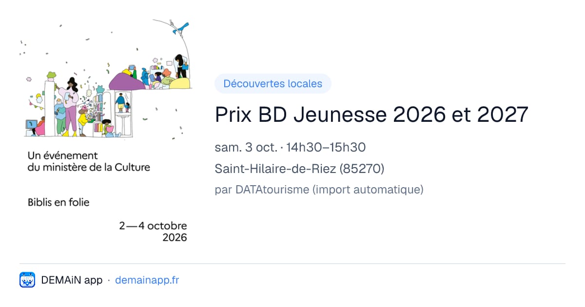 Prix BD Jeunesse 2026 et 2027 — Saint-Hilaire-de-Riez