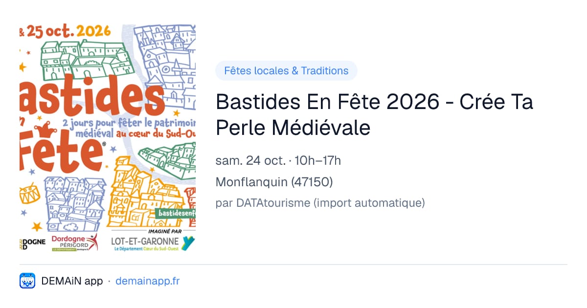Bastides En Fête 2026 - Crée Ta Perle Médiévale — Monflanquin