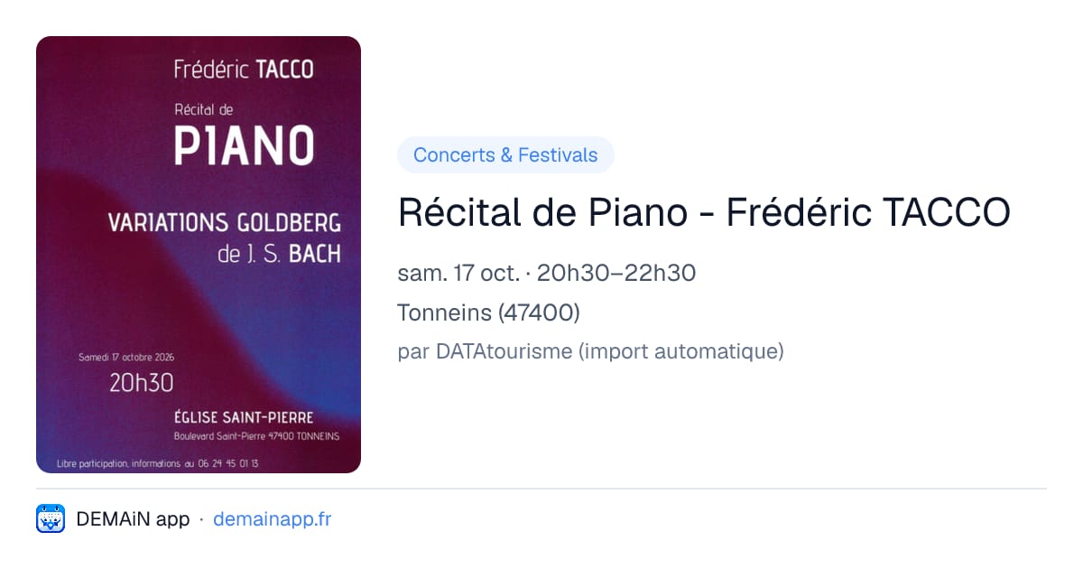 Récital de Piano - Frédéric TACCO — Tonneins