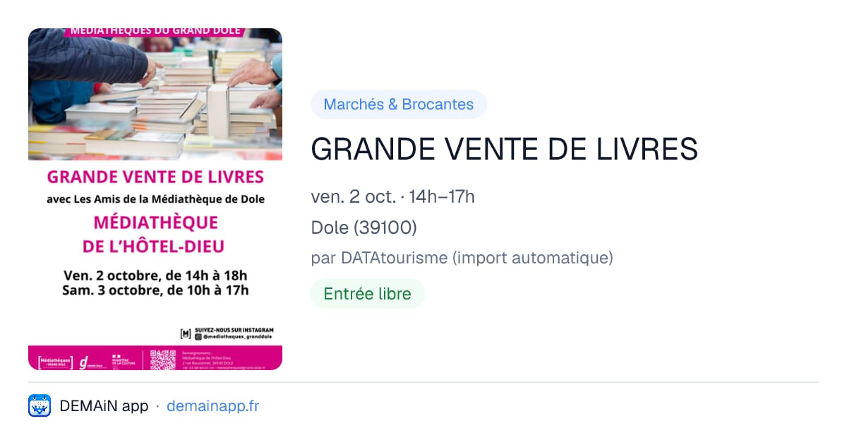 GRANDE VENTE DE LIVRES — Dole
