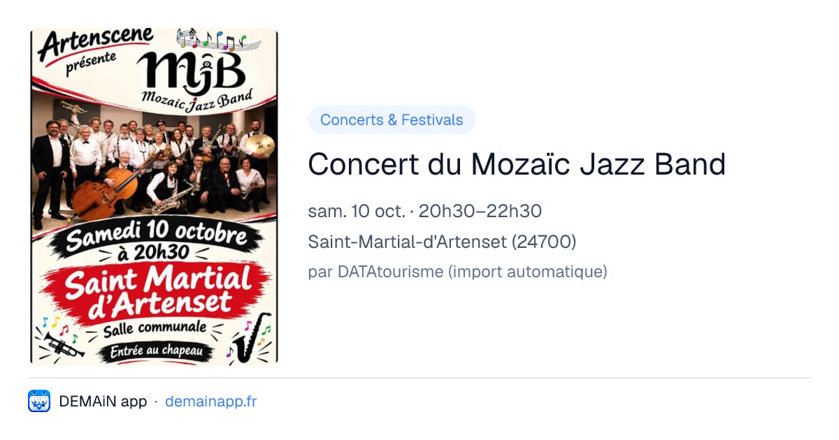 Concert du Mozaïc Jazz Band — Saint-Martial-d'Artenset