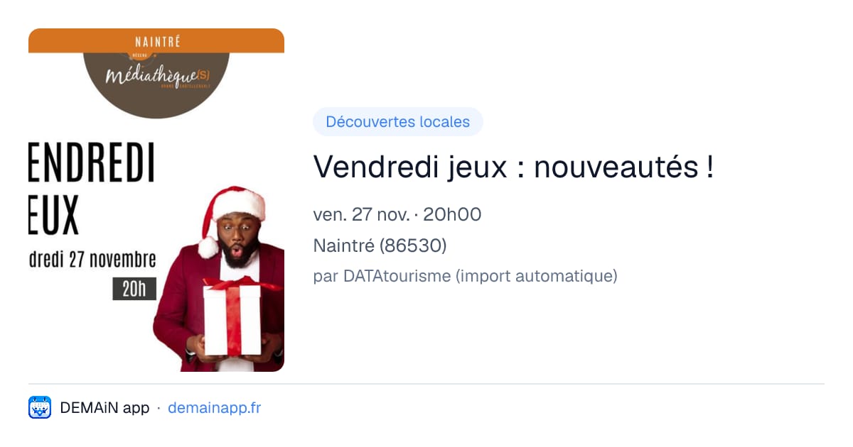 Vendredi jeux : nouveautés ! — Naintré