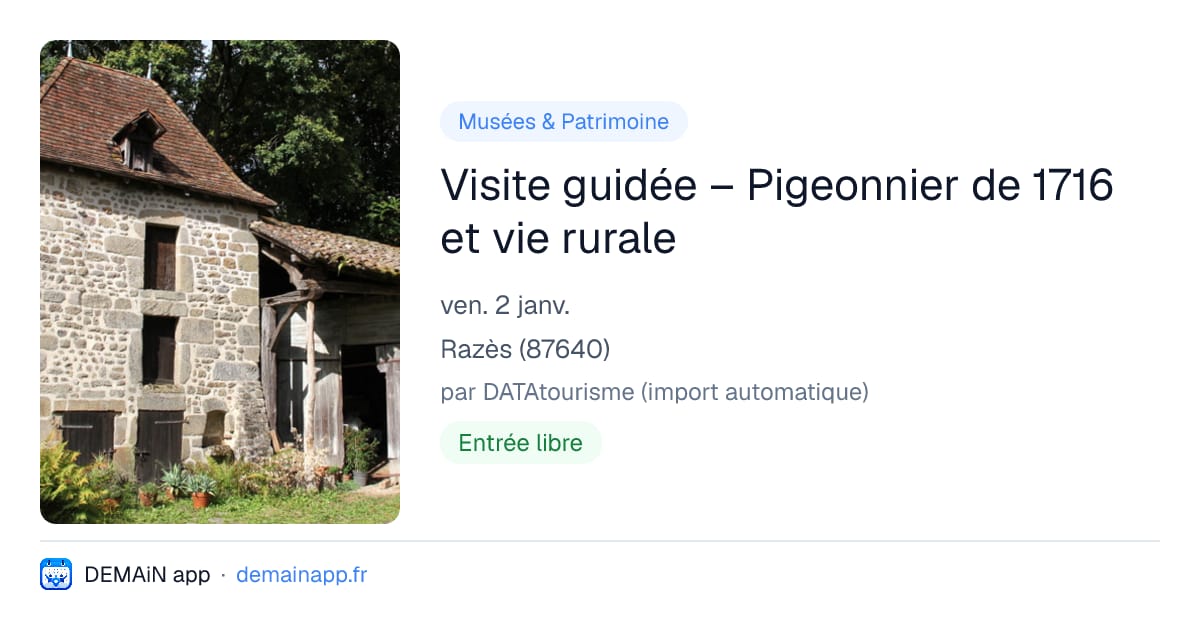 Visite guidée – Pigeonnier de 1716 et vie rurale — Razès