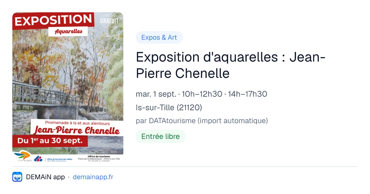 Exposition d'aquarelles : Jean-Pierre Chenelle — Is-sur-Tille