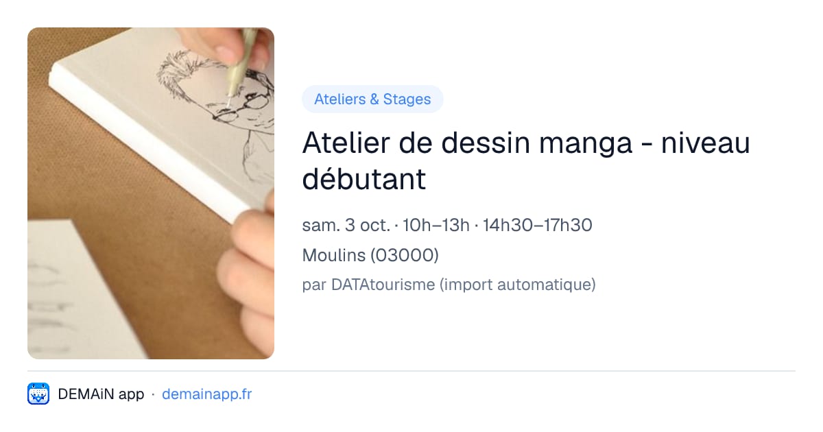 Atelier de dessin manga - niveau débutant — Moulins