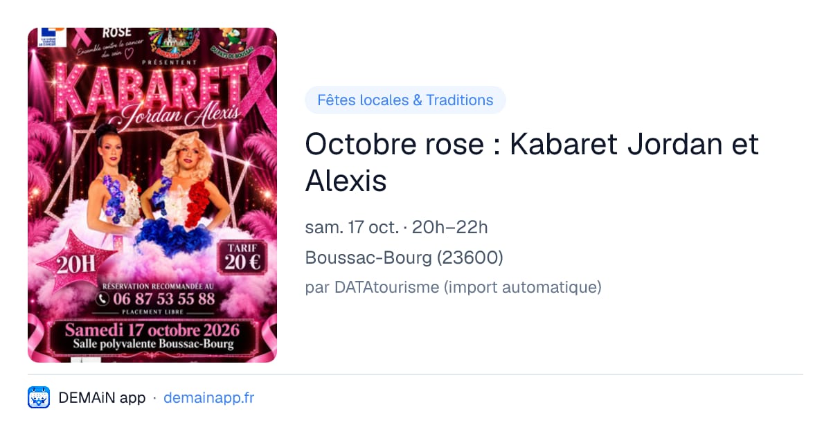 Octobre rose : Kabaret Jordan et Alexis — Boussac-Bourg