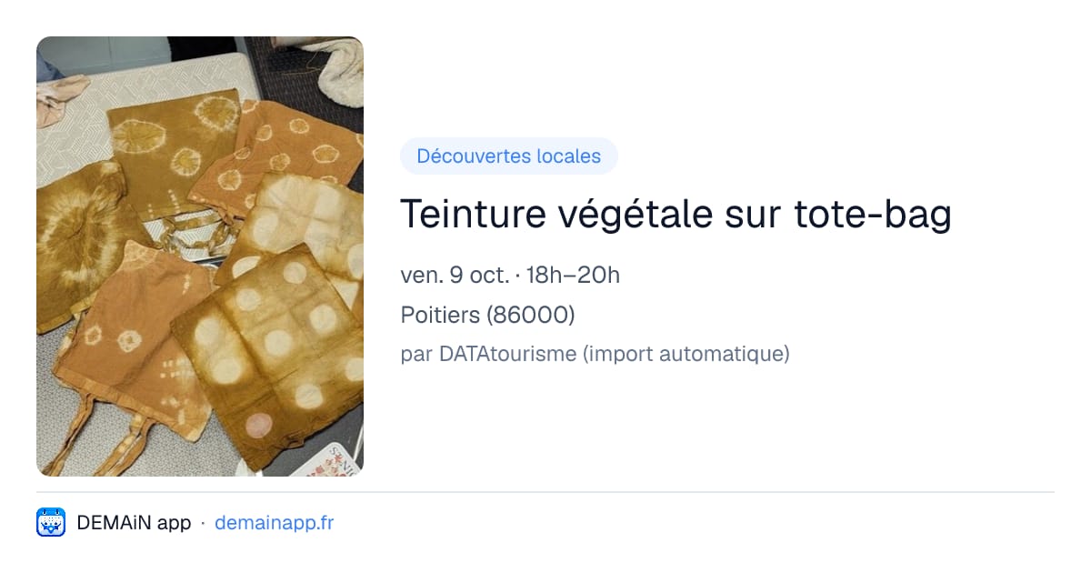 Teinture végétale sur tote-bag — Poitiers