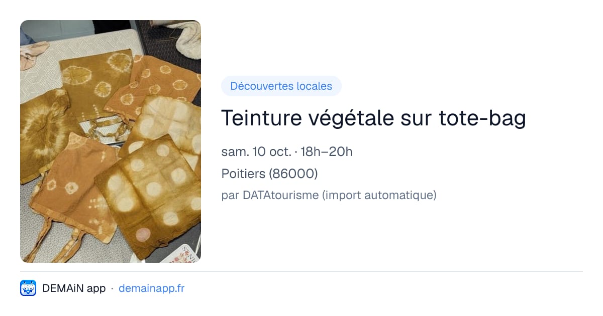 Teinture végétale sur tote-bag — Poitiers