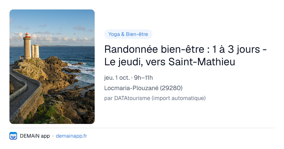 Randonnée bien-être : 1 à 3 jours - Le jeudi, vers Saint-Mathieu — Locmaria-Plouzané