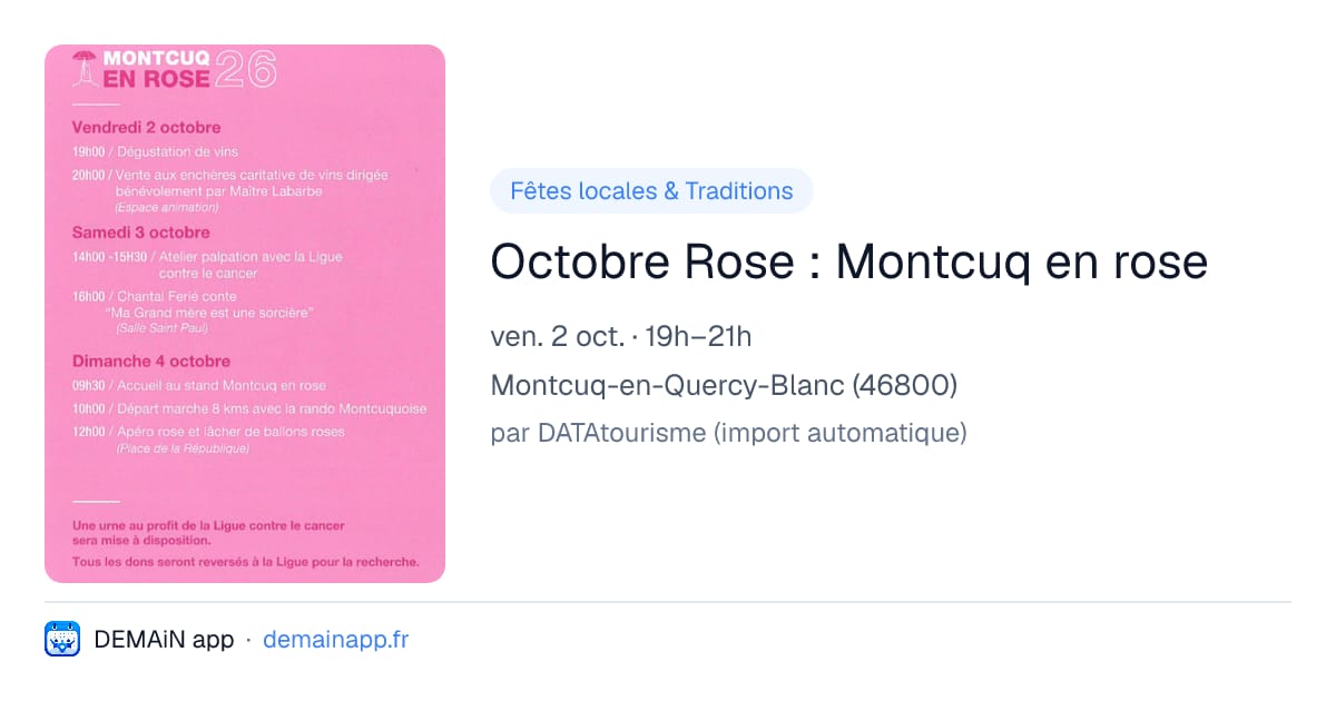 Octobre Rose : Montcuq en rose — Montcuq-en-Quercy-Blanc