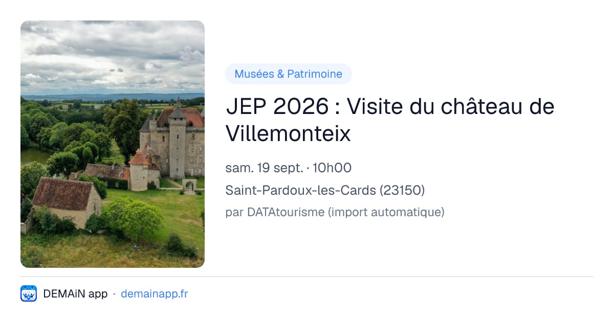 JEP 2026 : Visite du château de Villemonteix — Saint-Pardoux-les-Cards