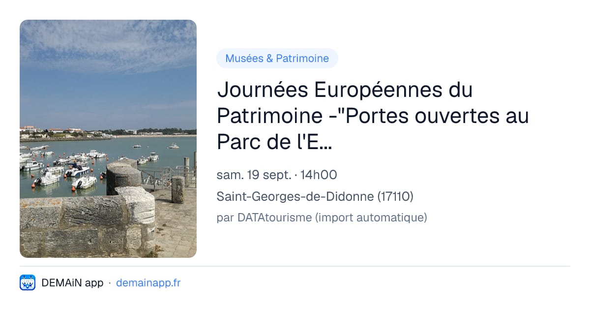 Journées Européennes du Patrimoine -"Portes ouvertes au Parc de l'Estuaire" — Saint-Georges-de-Didonne