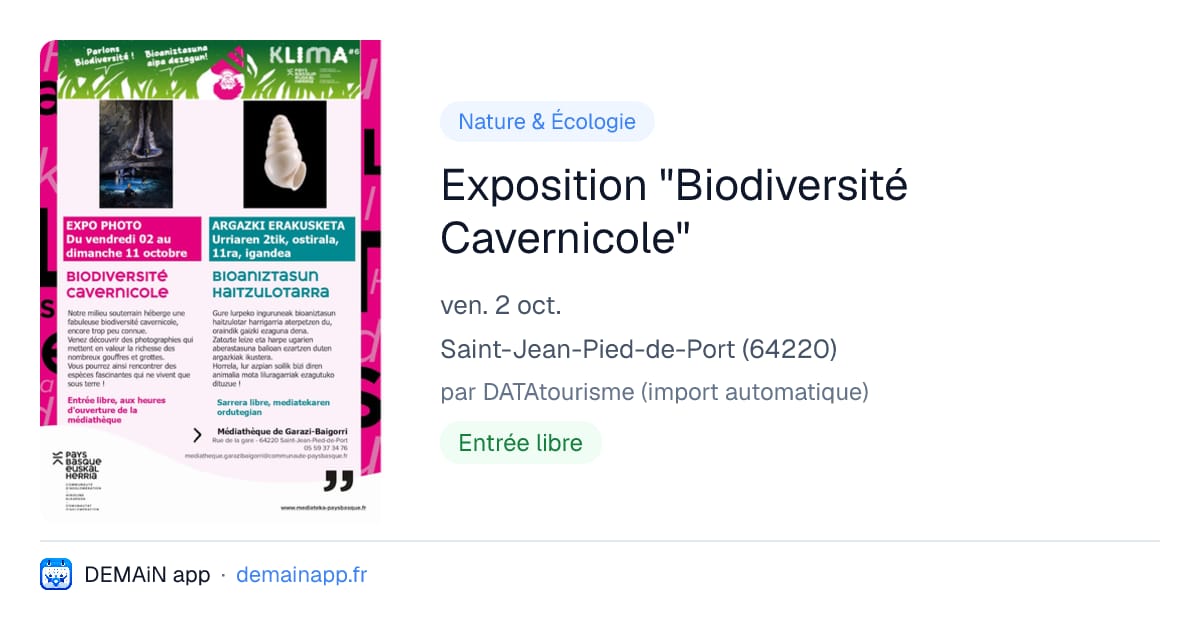 Exposition "Biodiversité Cavernicole" — Saint-Jean-Pied-de-Port