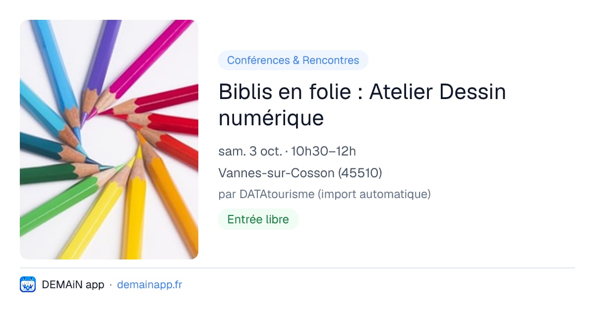 Biblis en folie : Atelier Dessin numérique — Vannes-sur-Cosson