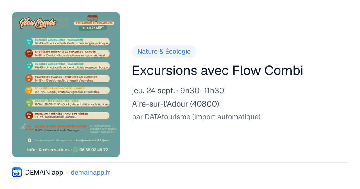 Excursions avec Flow Combi — Aire-sur-l'Adour