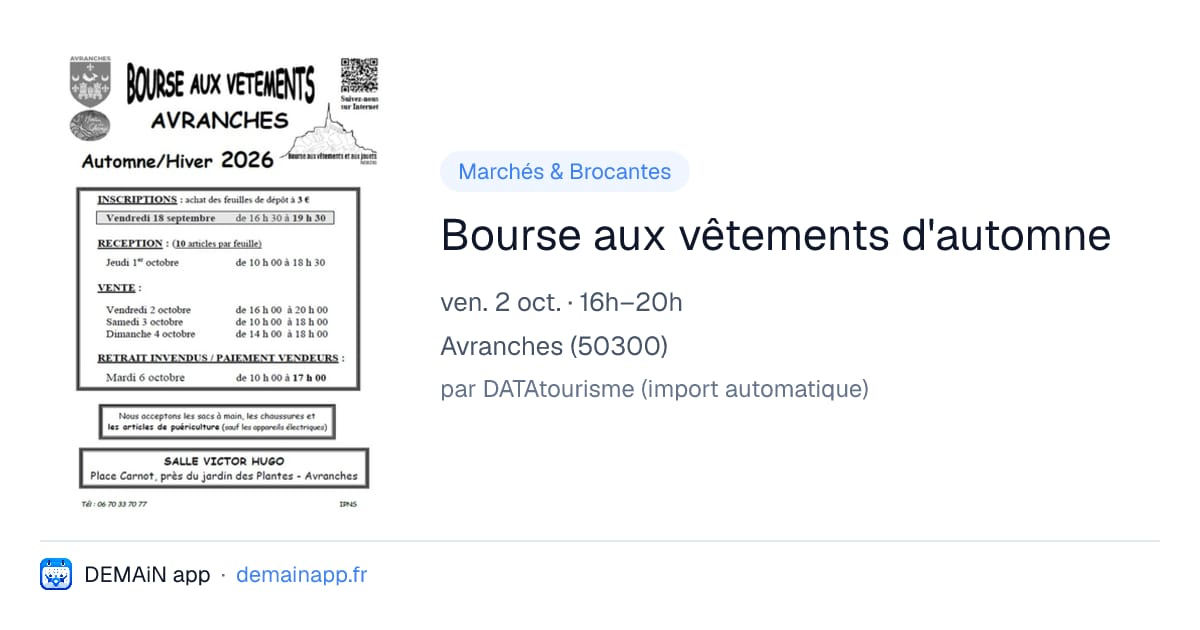 Bourse aux vêtements d'automne — Avranches