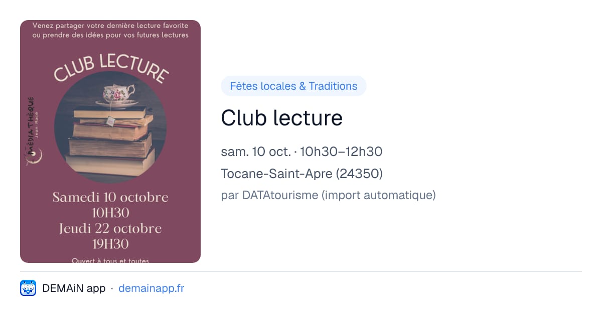 Club lecture — Tocane-Saint-Apre
