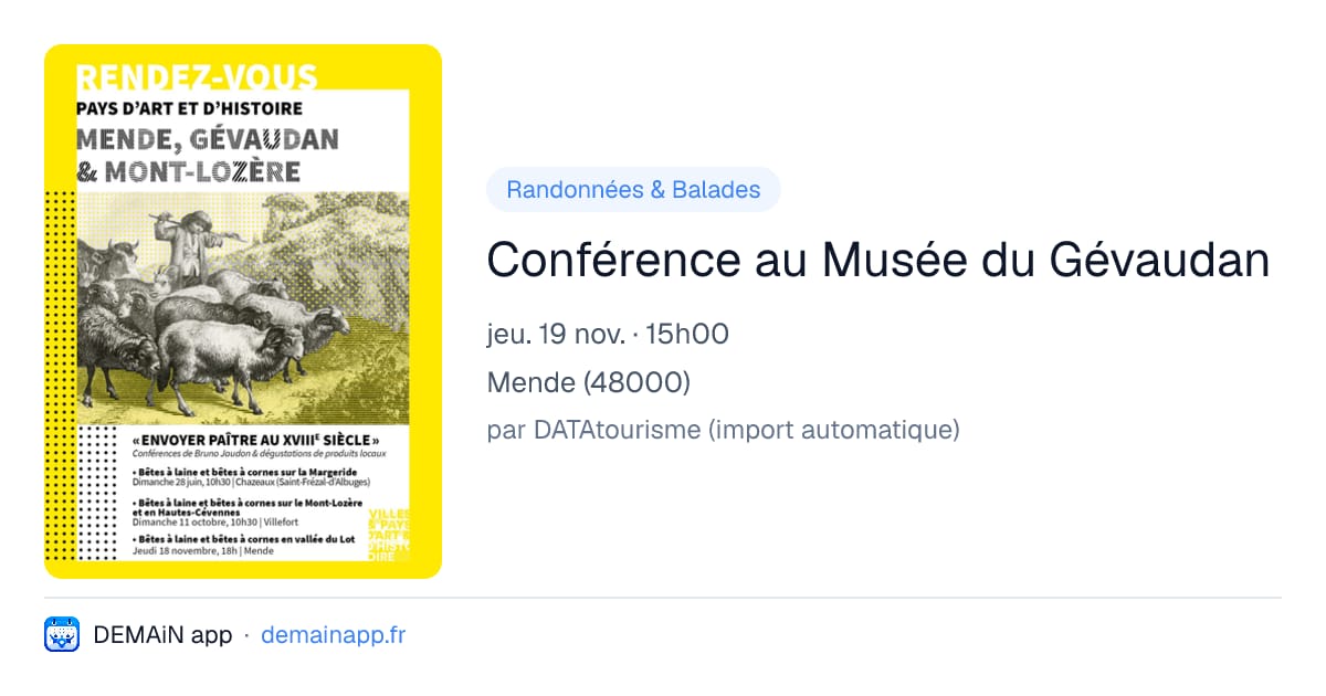 Conférence au Musée du Gévaudan — Mende