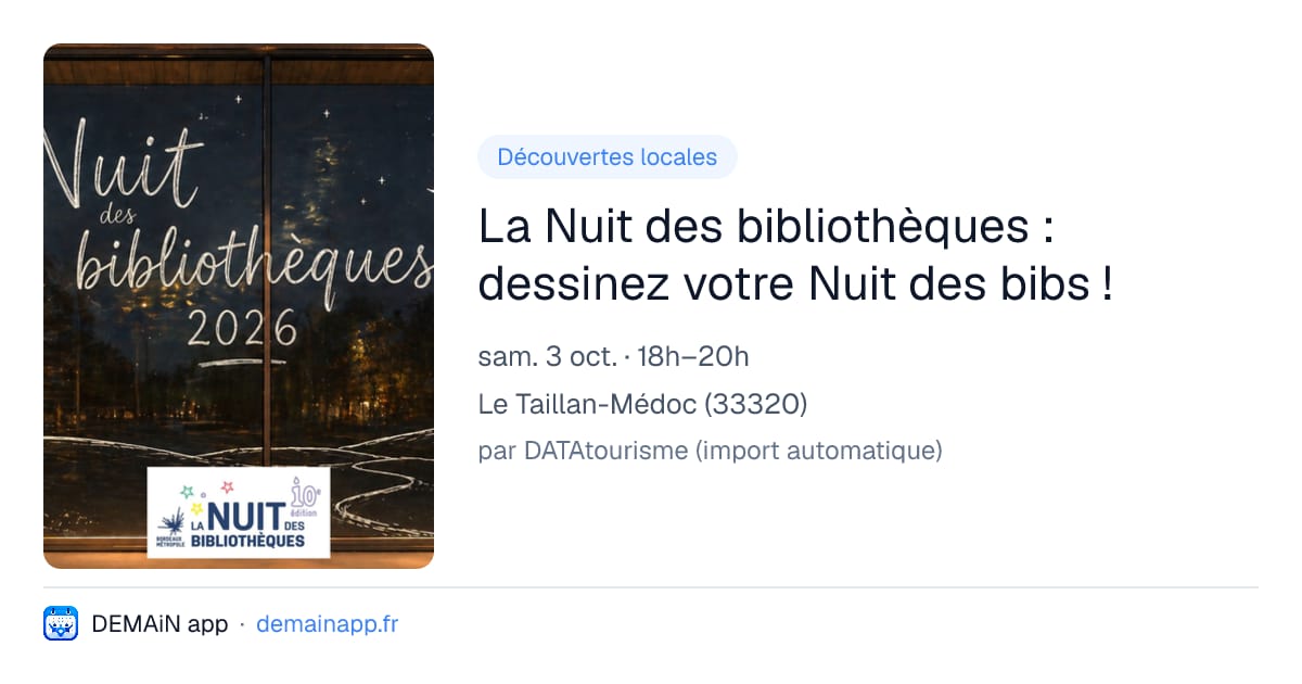 La Nuit des bibliothèques : dessinez votre Nuit des bibs ! — Le Taillan-Médoc