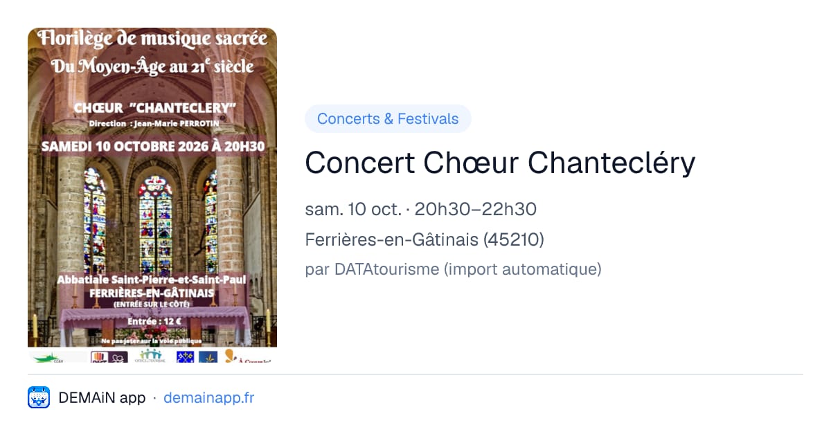 Concert Chœur Chantecléry — Ferrières-en-Gâtinais