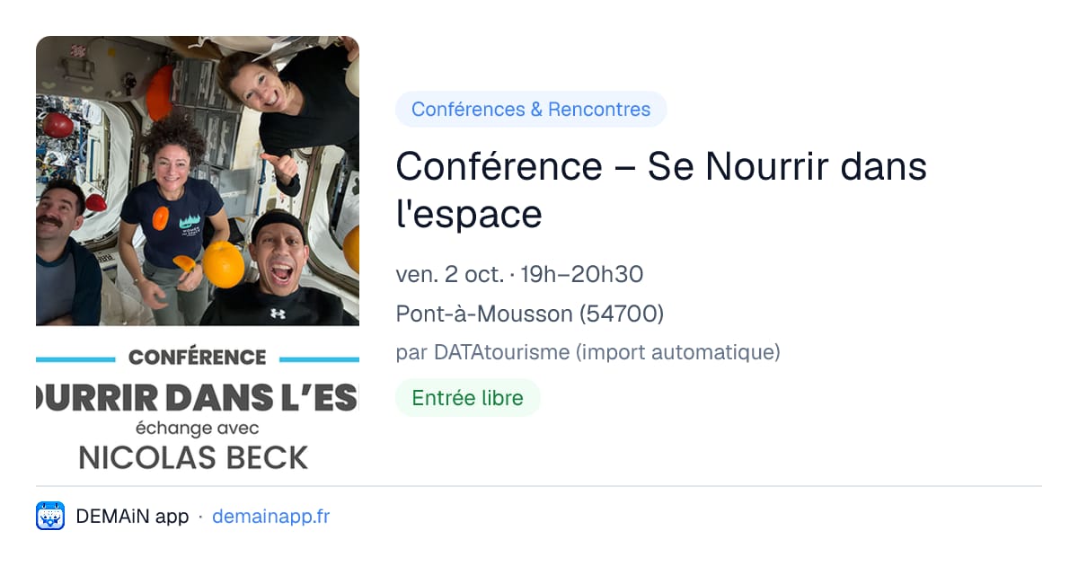 Conférence – Se Nourrir dans l'espace — Pont-à-Mousson