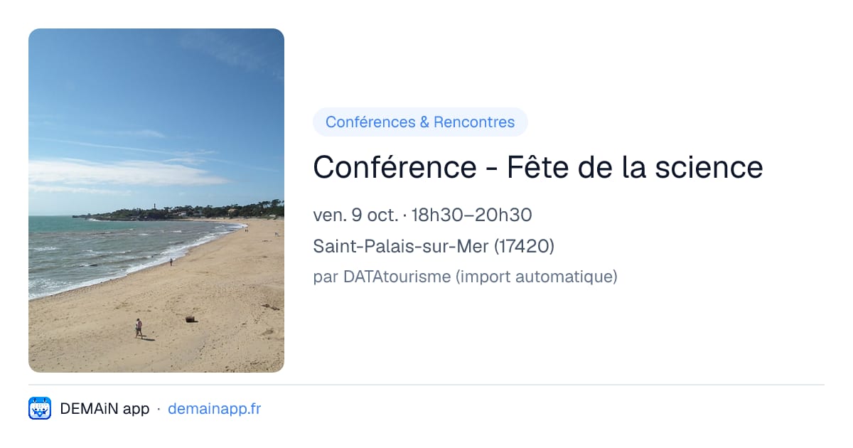 Conférence - Fête de la science — Saint-Palais-sur-Mer