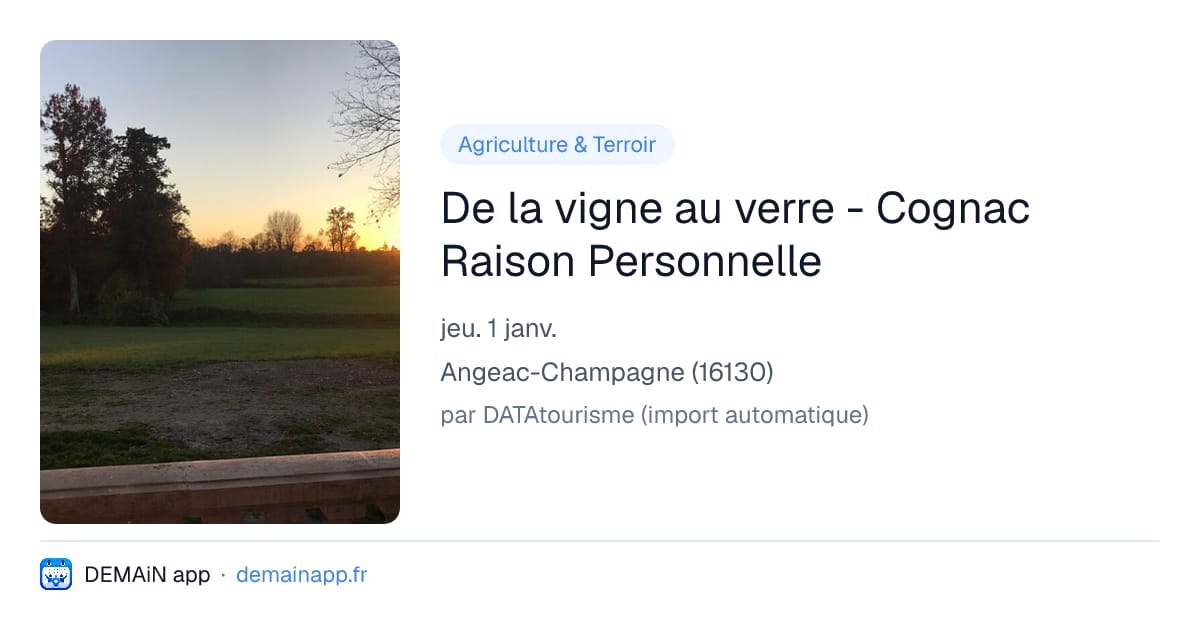 De la vigne au verre - Cognac Raison Personnelle — Angeac-Champagne