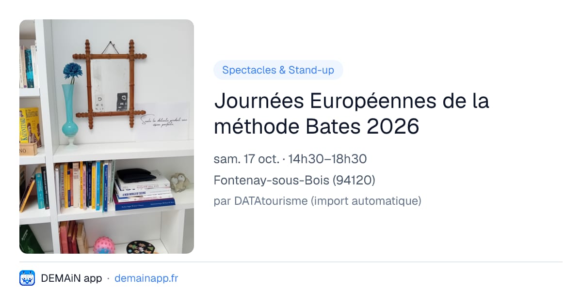 Journées Européennes de la méthode Bates 2026 — Fontenay-sous-Bois