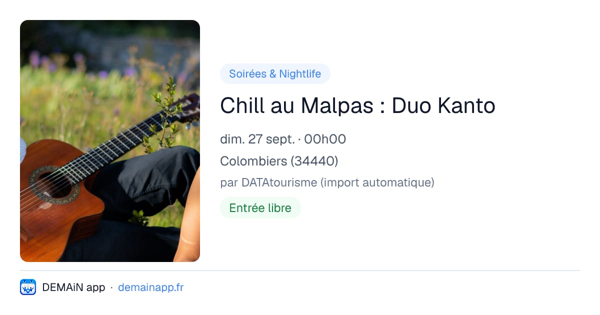Chill au Malpas : Duo Kanto — Colombiers