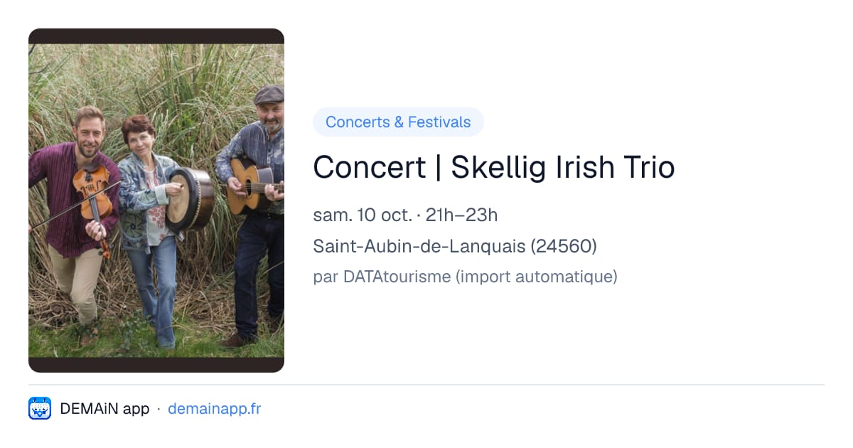 Concert | Skellig Irish Trio — Saint-Aubin-de-Lanquais