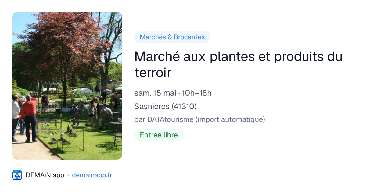 Marché aux plantes et produits du terroir — Sasnières