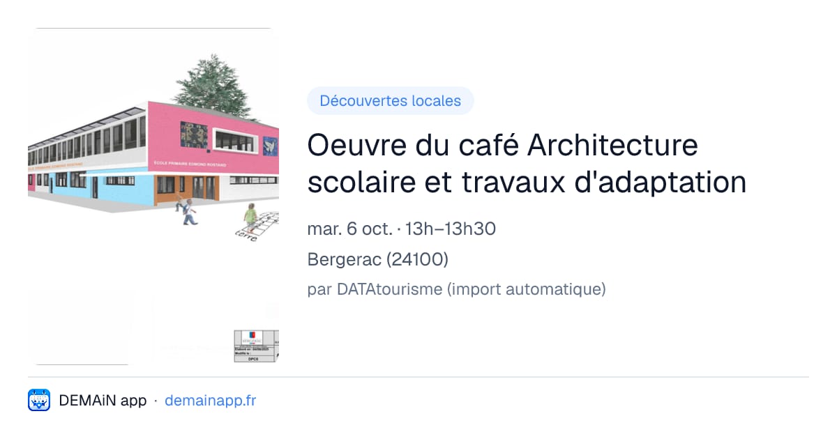 Oeuvre du café Architecture scolaire et travaux d'adaptation — Bergerac