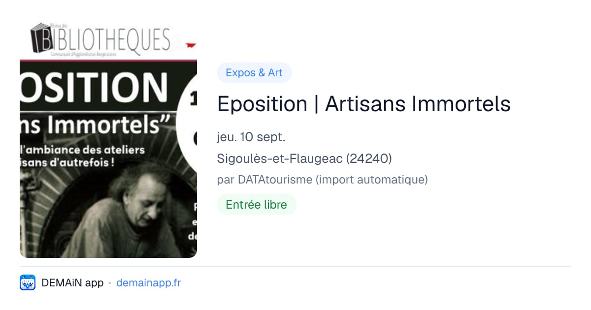 Eposition | Artisans Immortels — Sigoulès-et-Flaugeac