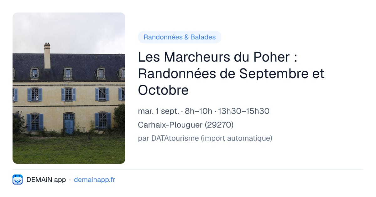 Les Marcheurs du Poher : Randonnées de Septembre et Octobre — Carhaix-Plouguer