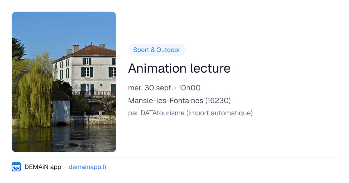 Animation lecture — Mansle-les-Fontaines
