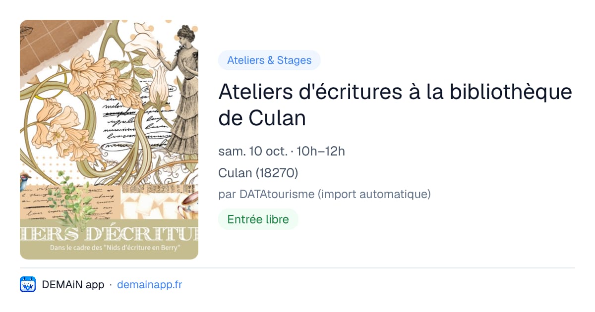 Ateliers d'écritures à la bibliothèque de Culan — Culan