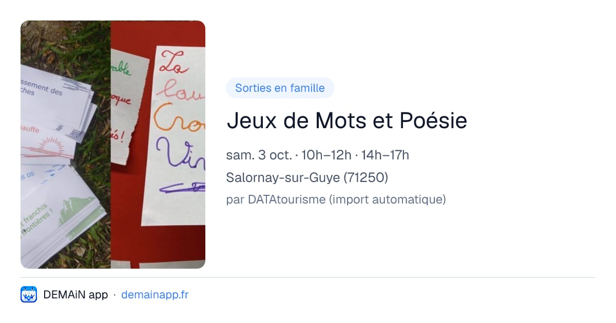 Jeux de Mots et Poésie — Salornay-sur-Guye