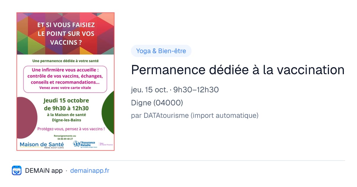Permanence dédiée à la vaccination — Digne