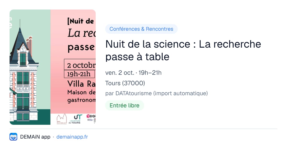 Nuit de la science : La recherche passe à table — Tours