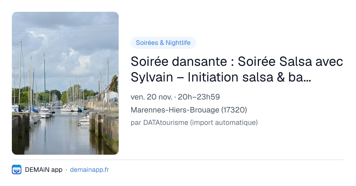 Soirée dansante : Soirée Salsa avec Sylvain – Initiation salsa & bachata — Marennes-Hiers-Brouage