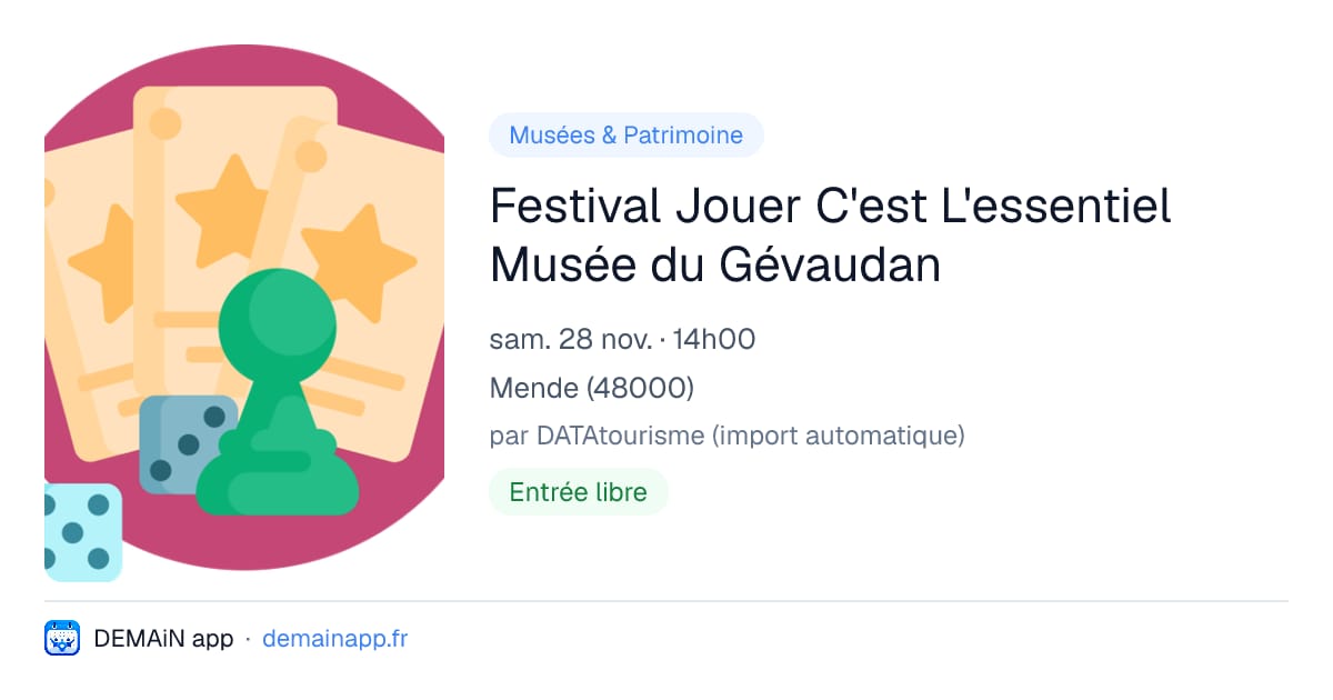 Festival Jouer C'est L'essentiel Musée du Gévaudan — Mende