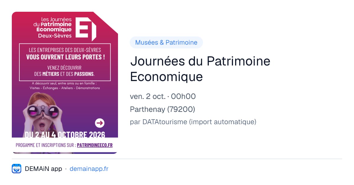 Journées du Patrimoine Economique — Parthenay
