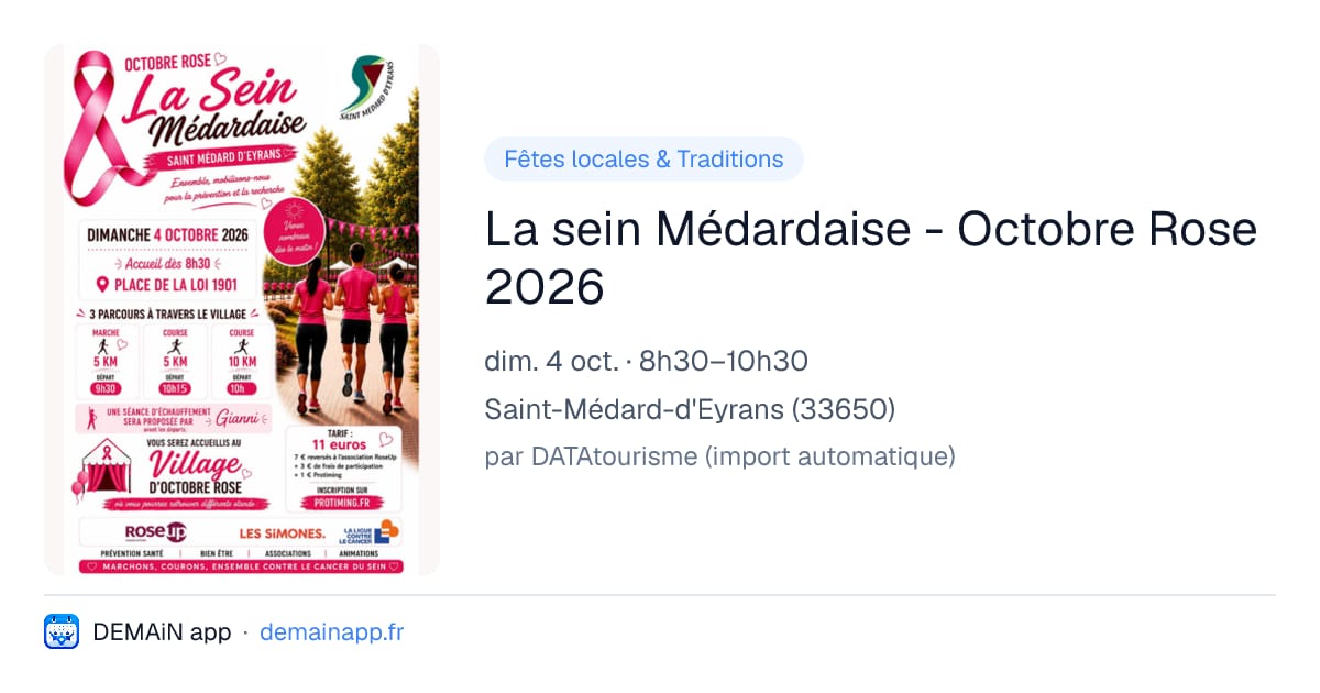 La sein Médardaise - Octobre Rose 2026 — Saint-Médard-d'Eyrans