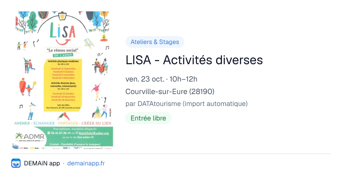 LISA - Activités diverses — Courville-sur-Eure