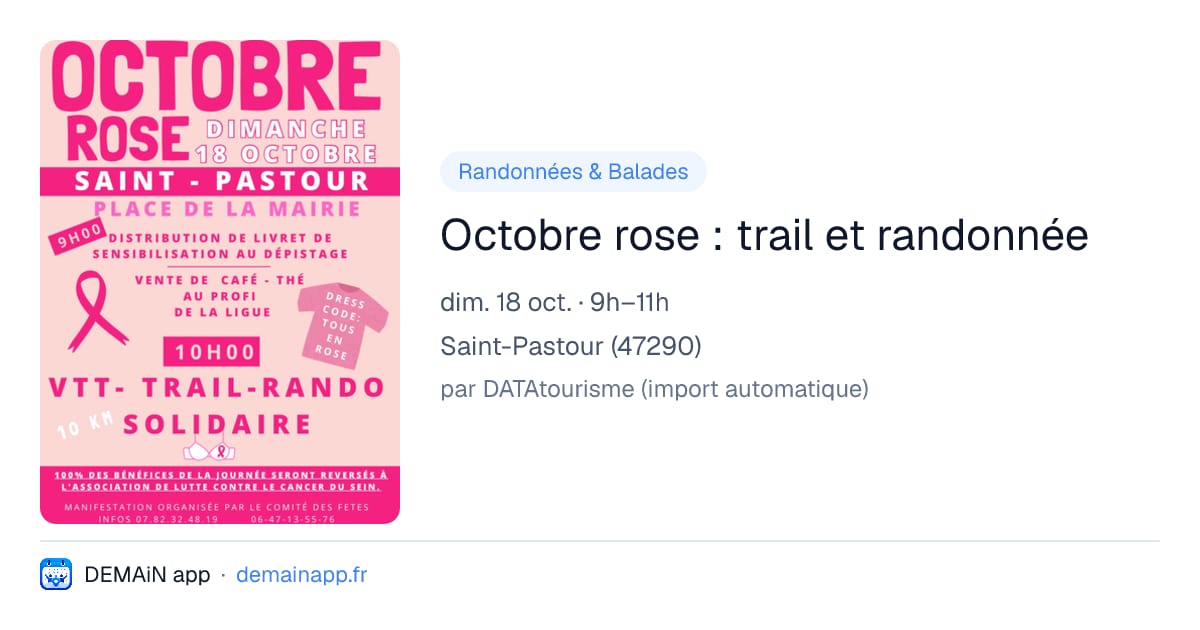 Octobre rose : trail et randonnée — Saint-Pastour