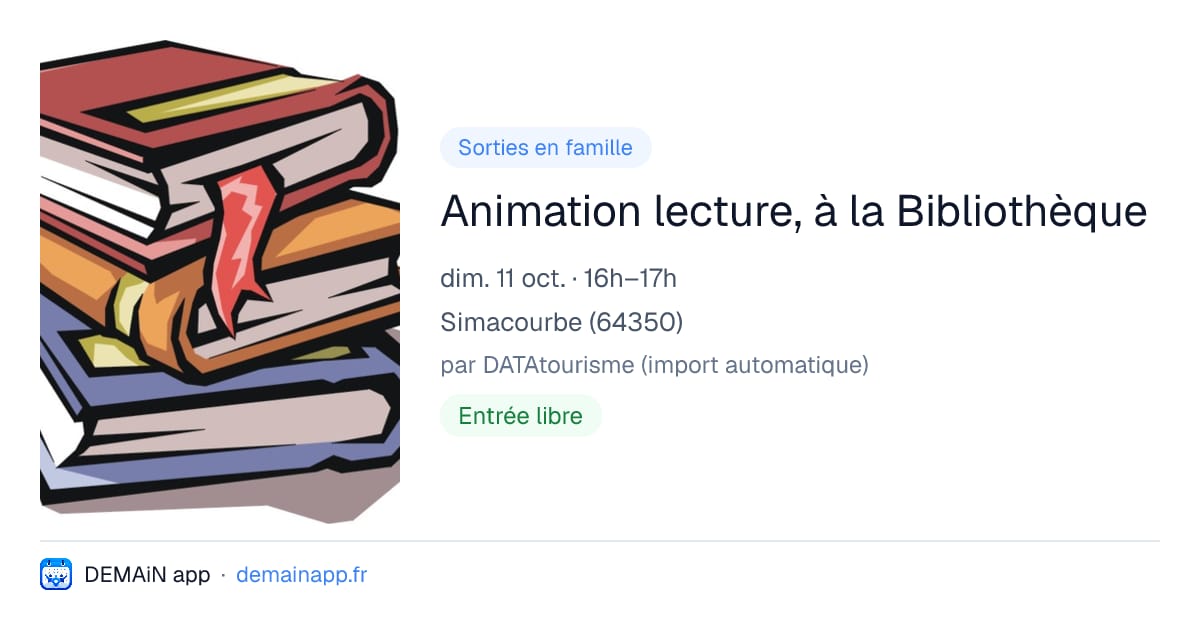 Animation lecture, à la Bibliothèque — Simacourbe